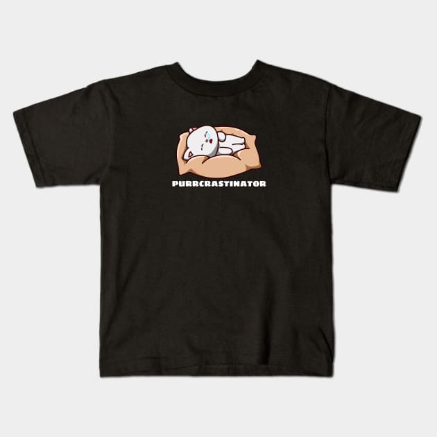 Purrcrastinator | Cute Procrastinator Pun Kids T-Shirt by Allthingspunny